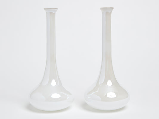 A PAIR OF MILK GLASS VASES, CIRCA 1960