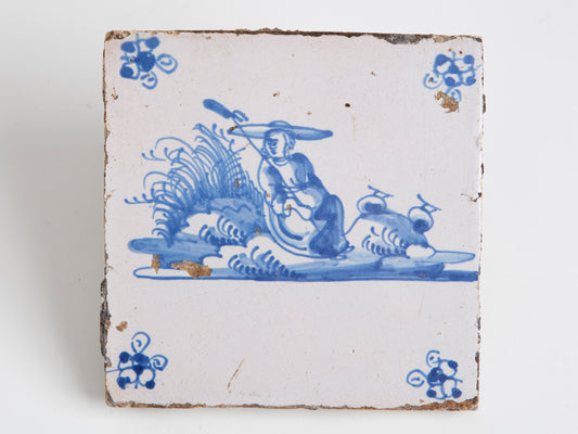 ANTIQUE DUTCH TILE, 17TH CENTURY