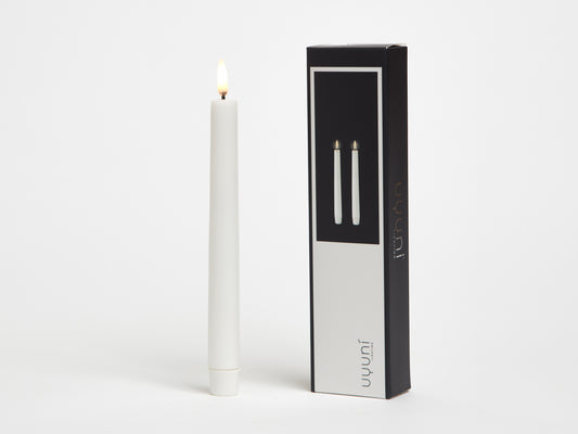 UYUNI REAL WAX FLAMELESS TAPER CANDLE 2 PACK, NORDIC WHITE, 2.3 x 25cm.