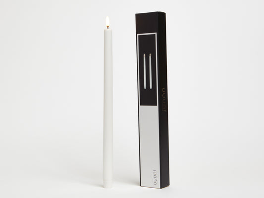 UYUNI REAL WAX FLAMELESS TAPER CANDLE 2 PACK, NORDIC WHITE, 2.3 x 35.0cm