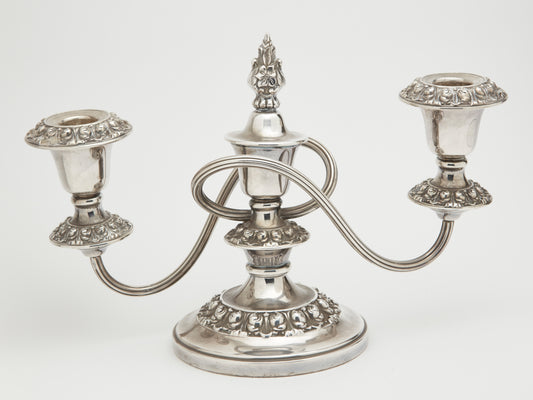 AN ANTIQUE STYLE TWO BRANCH CANDELABRA