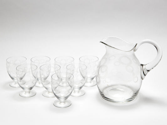 ART DECO CRYSTAL ETCHED LEMONADE SET