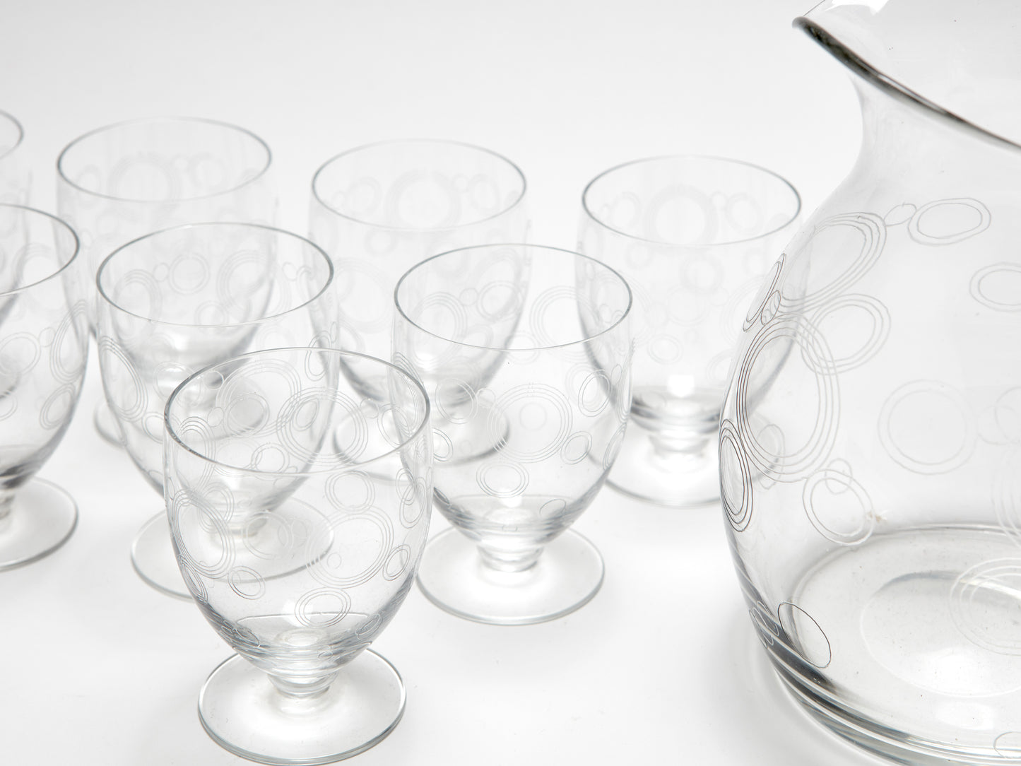 ART DECO CRYSTAL ETCHED LEMONADE SET