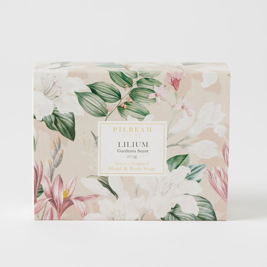 PILBEAM LILIUM, LILY OF THE VALLEY SCENTED SOAP GIFT SET OF TWO.