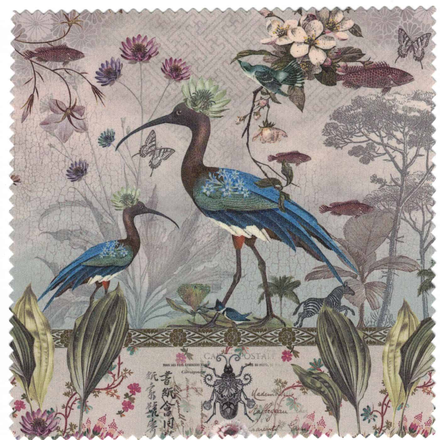ISABELLE FRIOUX COLLECTION, 'IBIS' VELOUR CUSHION, MADE IN FRANCE, 40cm SQUARE.