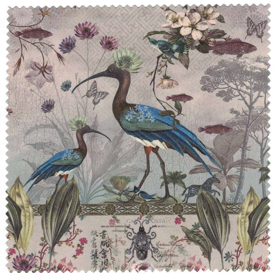 ISABELLE FRIOUX COLLECTION, 'IBIS' VELOUR CUSHION, MADE IN FRANCE, 40cm SQUARE.