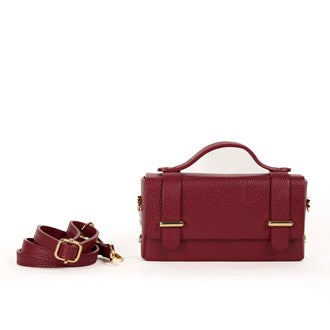 MAISON FANLI, 'MARGO' ROUGE RED LEATHER CROSSBODY / CLUCH BAG, WITH DETACHABLE SHOULDER STRAP,19 x 9 x 5cm, MADE IN ITALY.