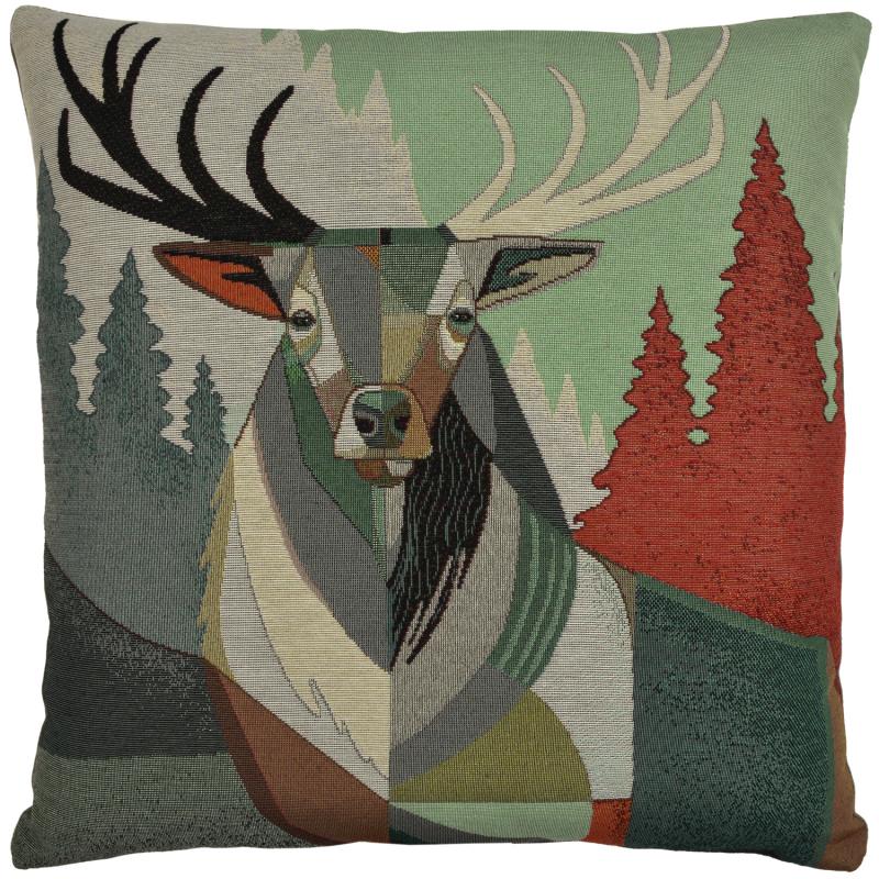 ADORABELLA, MODERN DEER, JACQUARD FABRIC CUSHION, 45cm SQUARE, MADE IN AUSTRALIA.