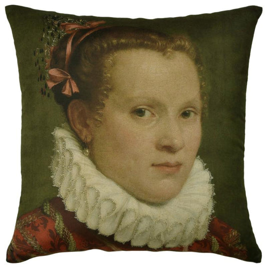 ADORABELLA, TUDOR LADY, PLUSH SOFT TOUCH FABRIC CUSHION, 40cm SQUARE, MADE IN AUSTRALIA.