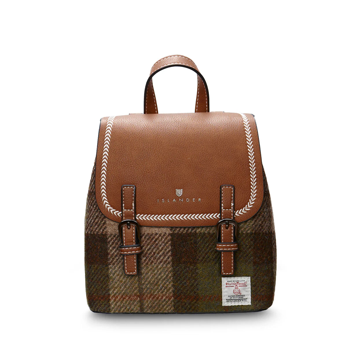 ISLANDER MINI JURA BACKPACK, CHESTNUT HARRIS TWEED TARTAN L:20cm W:11.5cm H: 20cm