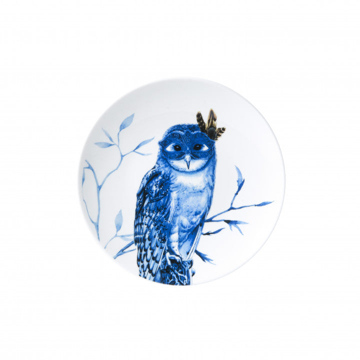 HEINEN DELFTS BLAUW WALL PLATE, OWL,  'UIL', 15.5cm.