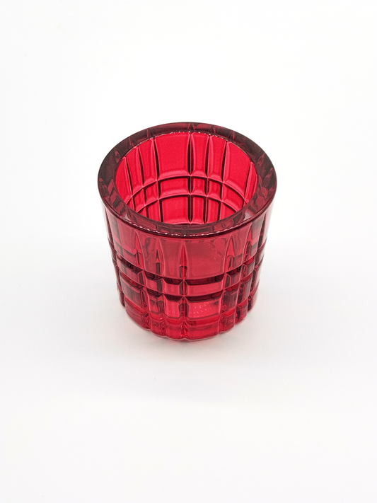 RED CRYSTAL TEA LIGHT VOTIVE, 6cm.