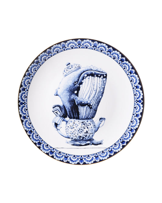 HEINEN DELFTS BLAUW WALL PLATE, REDMER HOEKSTRA, DELFT BLUE WHALE, 31cm