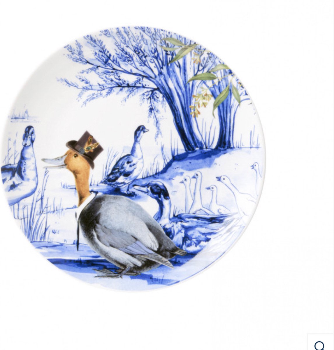 HEINEN DELFTS BLAUW WALL PLATE, STRANGE DUCK IN THE POND, 20cm.