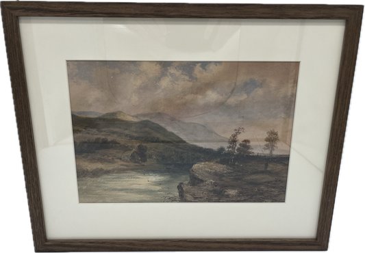 RURAL SCENE, PERIOD ENGLISH WATERCOLOUR, LATE 19th CENTURY, 33 x 22cm, CUSTOM MADE FRAME 48 x 38cm.