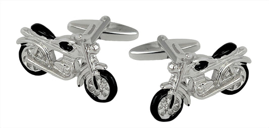 MOTORCYCLE CUFFLINKS, SWIVEL BACKS, WITH BOX.