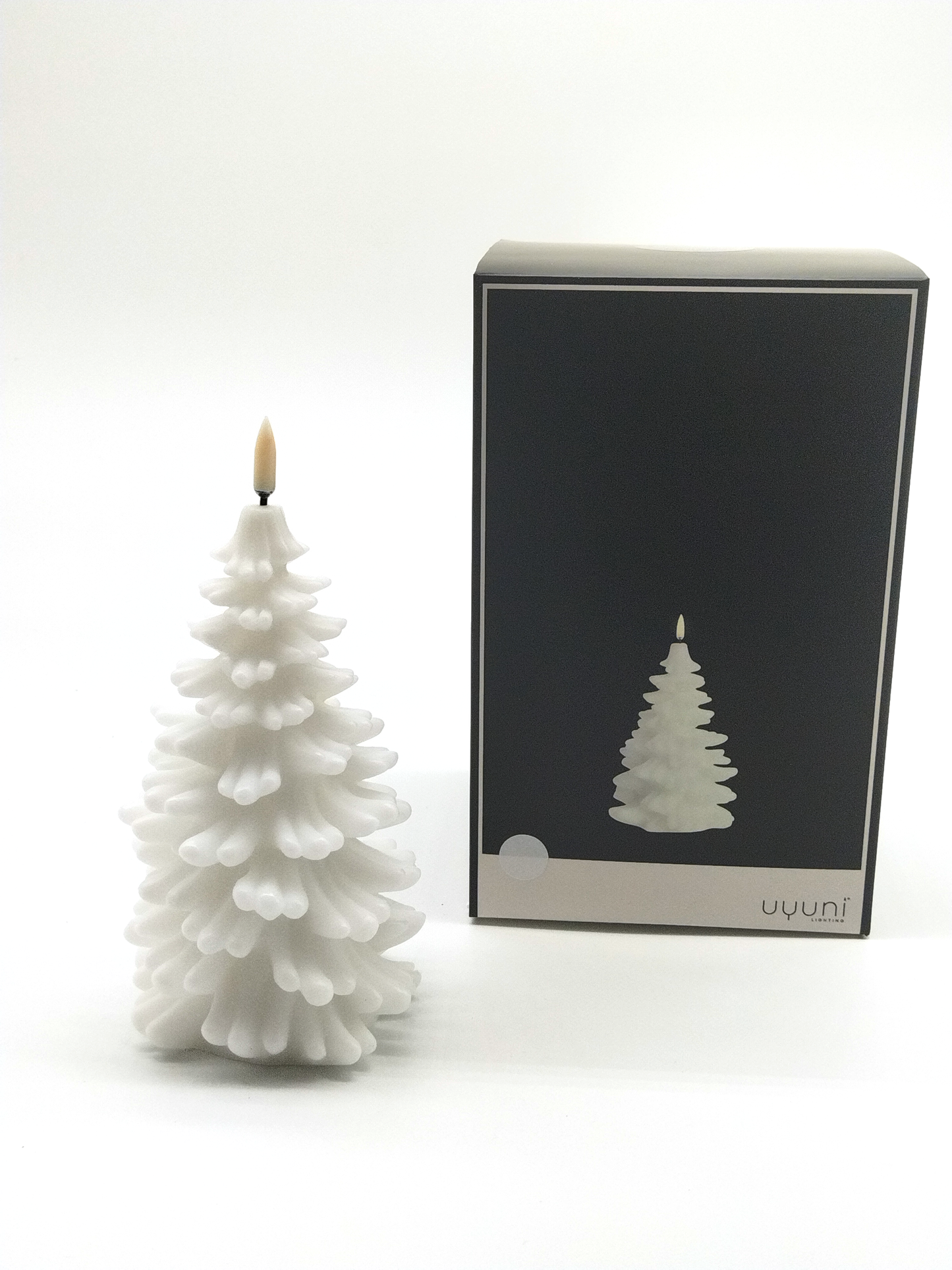 UYUNI TALL NORDIC WHITE CHRISTMAS TREE, 10.8x 18cm. Batteries Included.