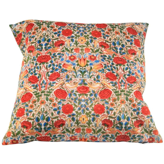 ISABELLE FRIOUX COLLECTION, WILLIAM MORRIS ROSES VELOUR CUSHION, MADE IN FRANCE, 40cm SQUARE.