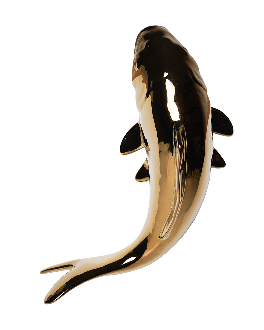 HEINEN DELFTS BLAUW, LARGE GOLD CERAMIC FISH WALL DECORATION, LENGTH 18.5cm.