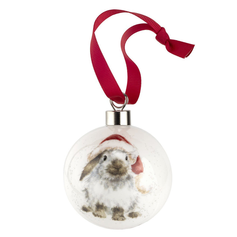 ROYAL WORCESTER ‘RABBIT HO-HO-HO’ CHRISTMAS BAUBLE, 6.6cm.