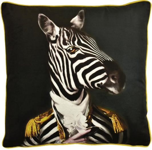 ADORABELLA, ZANE ZEBRA, PLUSH SOFT TOUCH VELVET CUSHION, 45cm SQUARE, MADE IN AUSTRALIA.