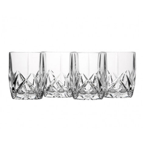 MARQUIS by WATERFORD, SET of FOUR BROOKSIDE DOUBLE OLD FASHIONED CLASES, HEIGHT 11cm.