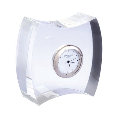 DARTINGTON CRYSTAL LITTLE TREASURES SQUEEZE CLOCK, QUARTZ MOVEMENT, 9 x 9 x 3.5cm, with box