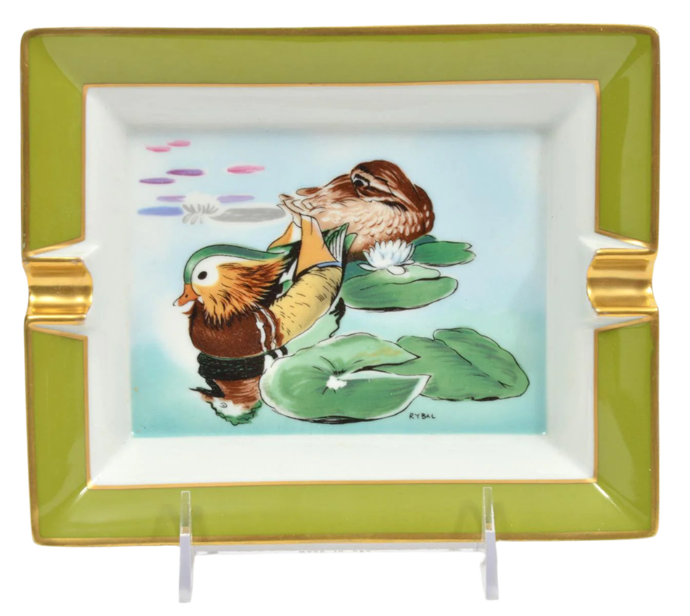 HERMÈS, VINTAGE ASHTRAY, DUCKS IN A POND, DESIGNED BY RYBAL, 20 x 16 x 4cm.