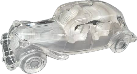 HOFBAUER CITROEN T15 PAPERWEIGHT, 24% LEAD CRYSTAL, MADE IN WEST GERMANY, 17 x 7 x 6cm.