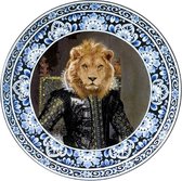 HEINEN DELFTS BLAUW, KING LION 'KONING LEEUW' WALL PLATE, 31.5cm.