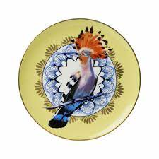 HEINEN DELFTS BLAUW WALL PLATE, MANDALA HOOPOE, 26cm.