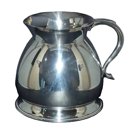 CRUSADER PLATE, SILVER PLATED SQUAT PITCHER, HEIGHT 15cm.
