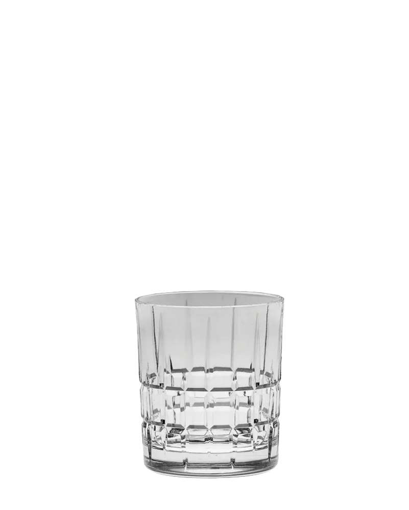 A PAIR OF CZECH LED CRYSTAL WHISKEY TUMBLERS, HEIGHT 9.5cm.