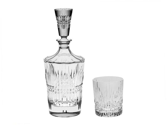 CZECH CRYSTAL THREE PIECE WHISKEY DECANTER SET