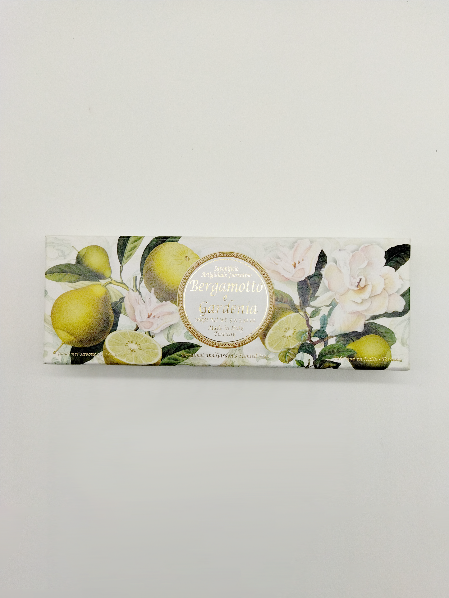 SAPONIFICO ARTIGIANALE FIORENTINO, GIFT BOX OF THREE INDIVIDUALLY WRAPPED SOAPS, 125g.