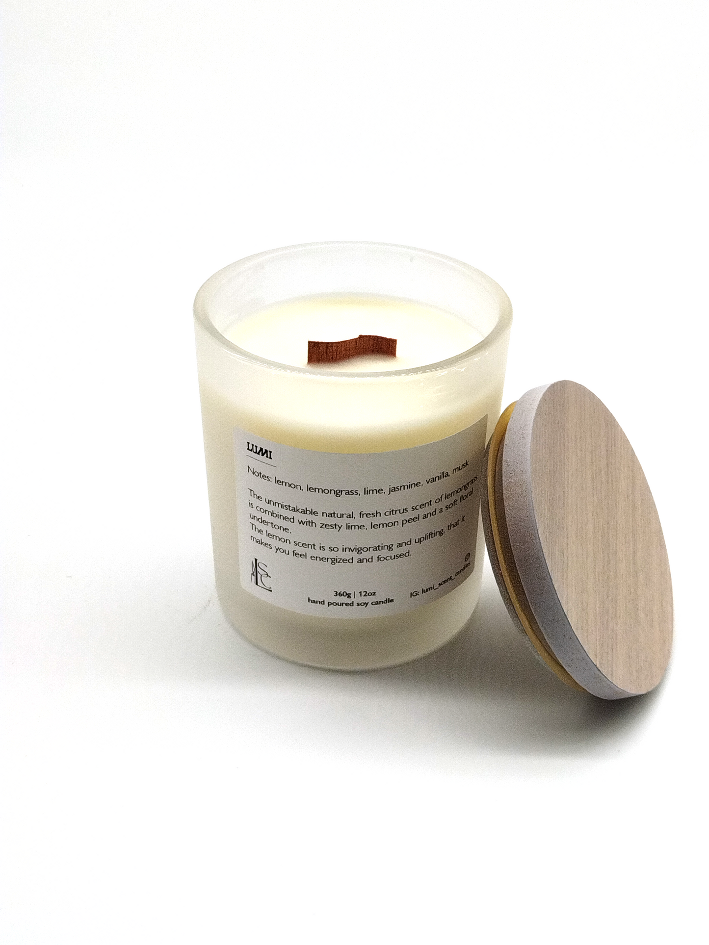 LUMI SCENT CANDLES VARIETIES, HAND POURED SOY-WAX WITH WOODEN WICKS.